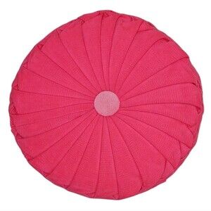 Vintage Corduroy Round Decorative Accent Pillow Pink